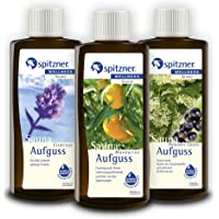 esencias refrescante y afrutado para saunas: „Menta helada“ - „Mandarina“ - „Saúco-Casis“ (3x190 ml) de Spitzner